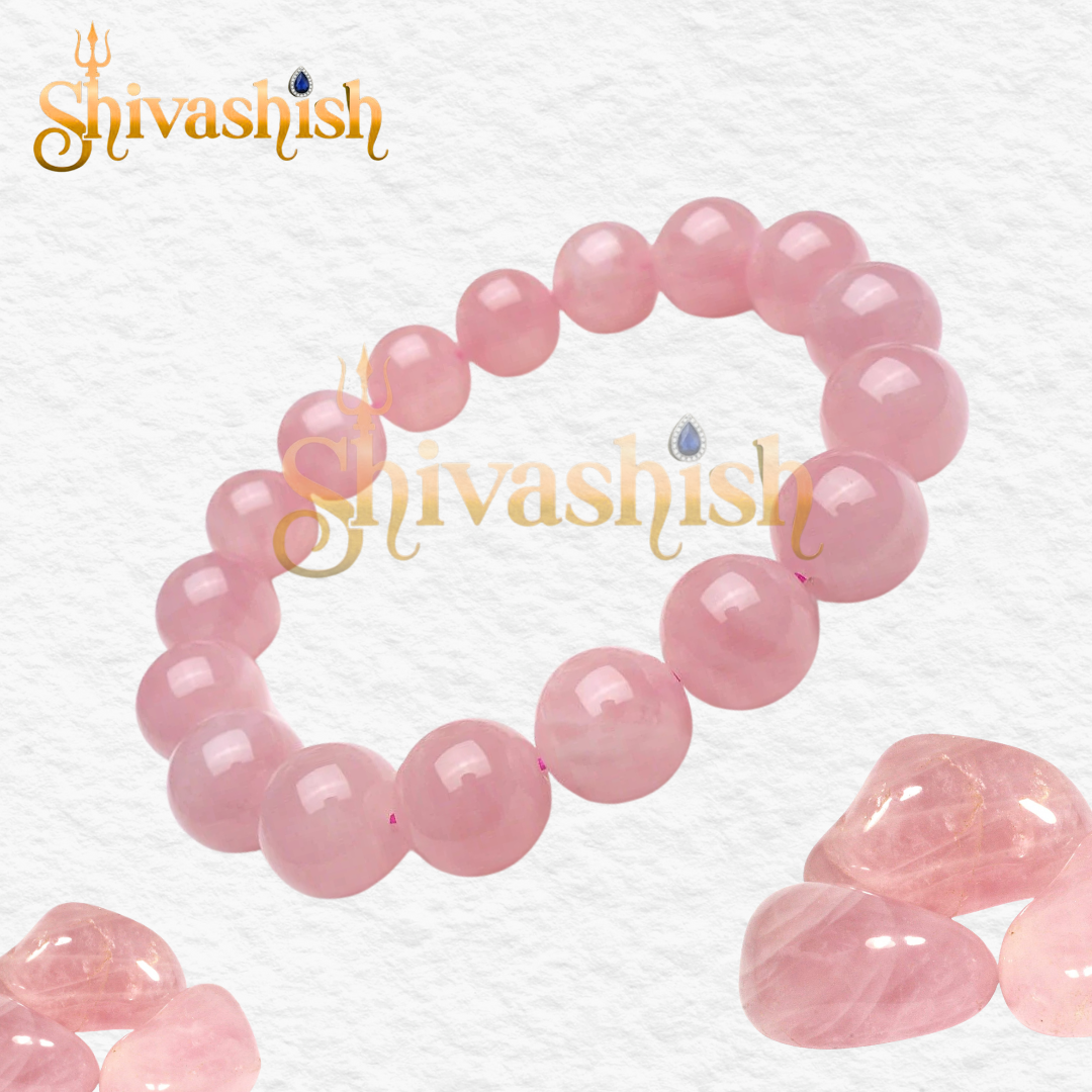 Natural Rose Quartz Bracelet | Round Beads 8mm Crystal Stone Bracelet for Men & Women