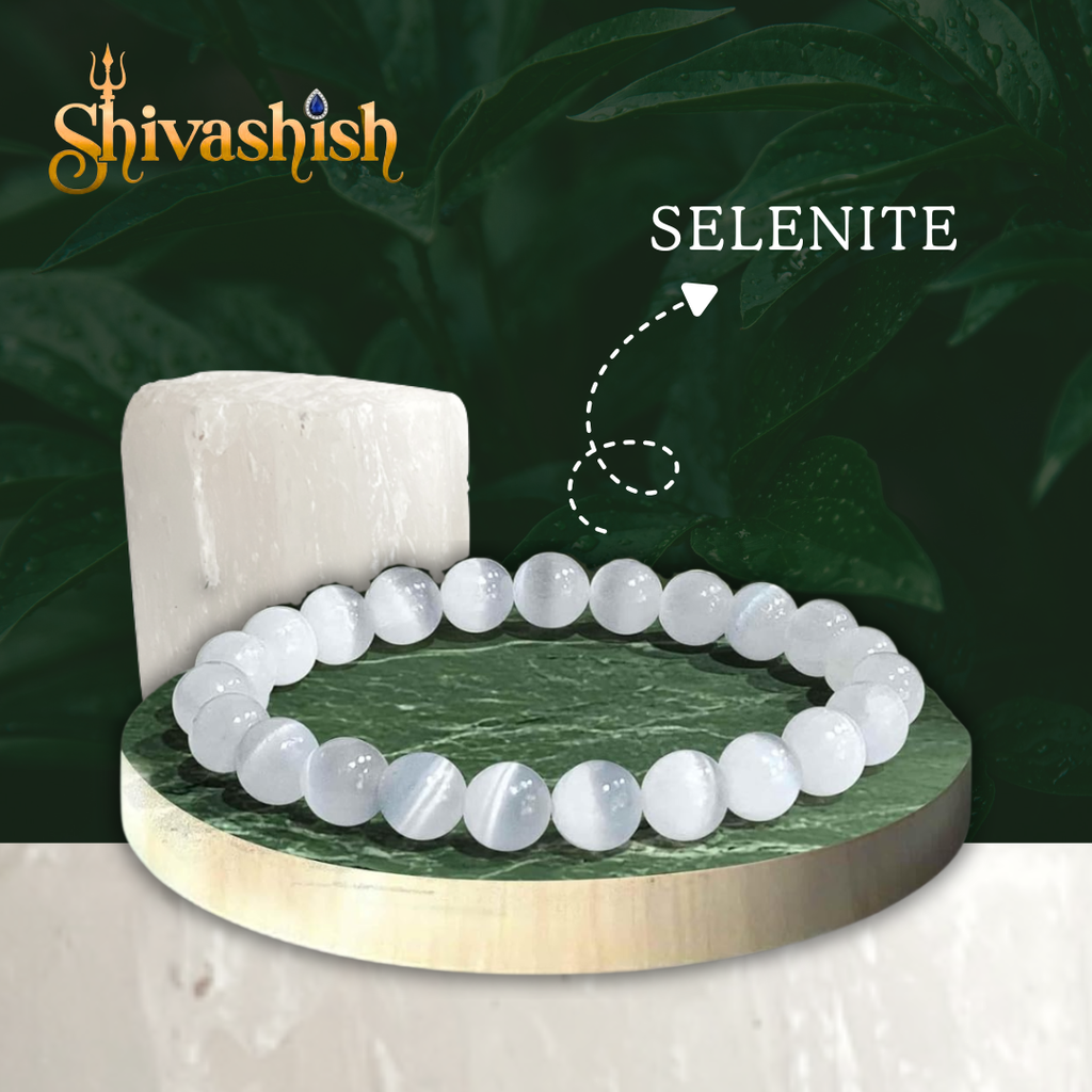Natural Selenite Bracelet for Men & Women | 8 MM Original Certified Natural Healing White Crystal Gemstone Stone Bracelet