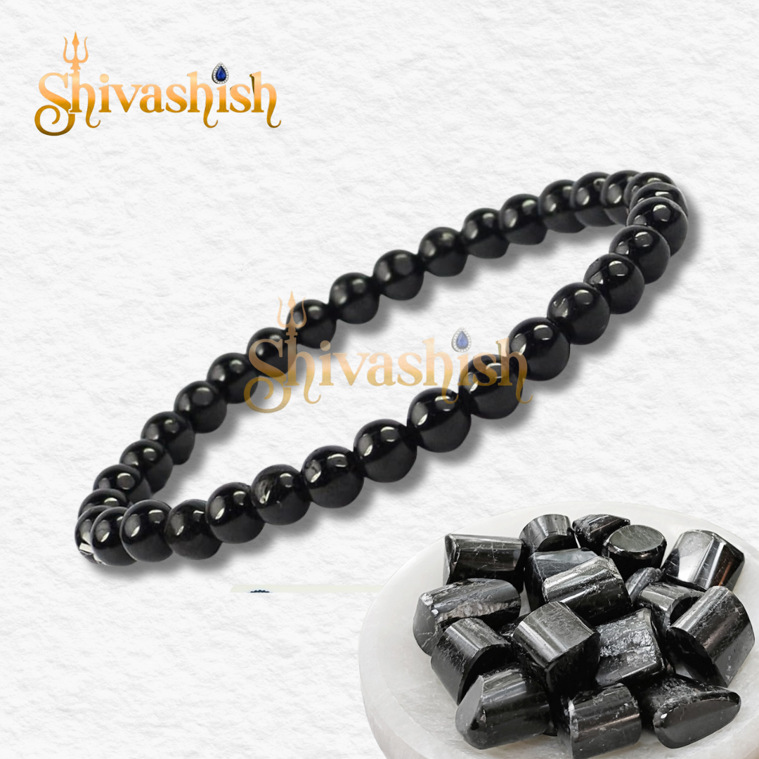 Certified Black Tourmaline Bracelet | Reiki Healing Crystal Stone 8 Mm Bracelet | Charged by Reiki Grandmaster & Vastu Expert - Unisex Adult, Crystal Stone, Black