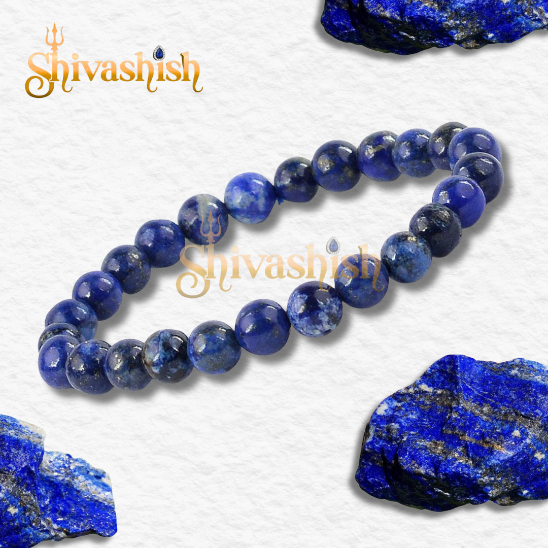 Lapis Lazuli Bracelet | Blue Crystal Stone 8 mm Beads Bracelet Round Shape for Reiki Healing and Crystal Healing Chakra Stone
