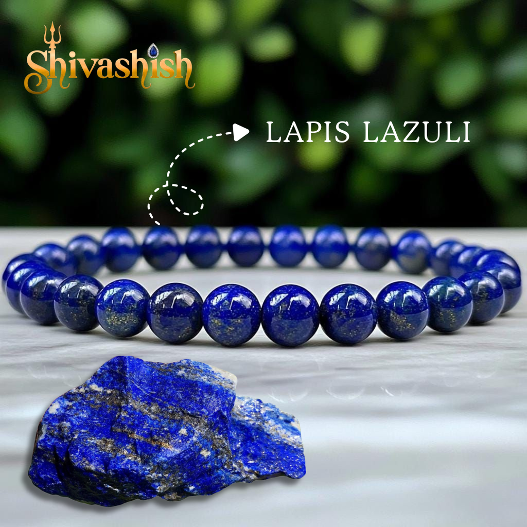 Lapis Lazuli Bracelet | Blue Crystal Stone 8 mm Beads Bracelet Round Shape for Reiki Healing and Crystal Healing Chakra Stone