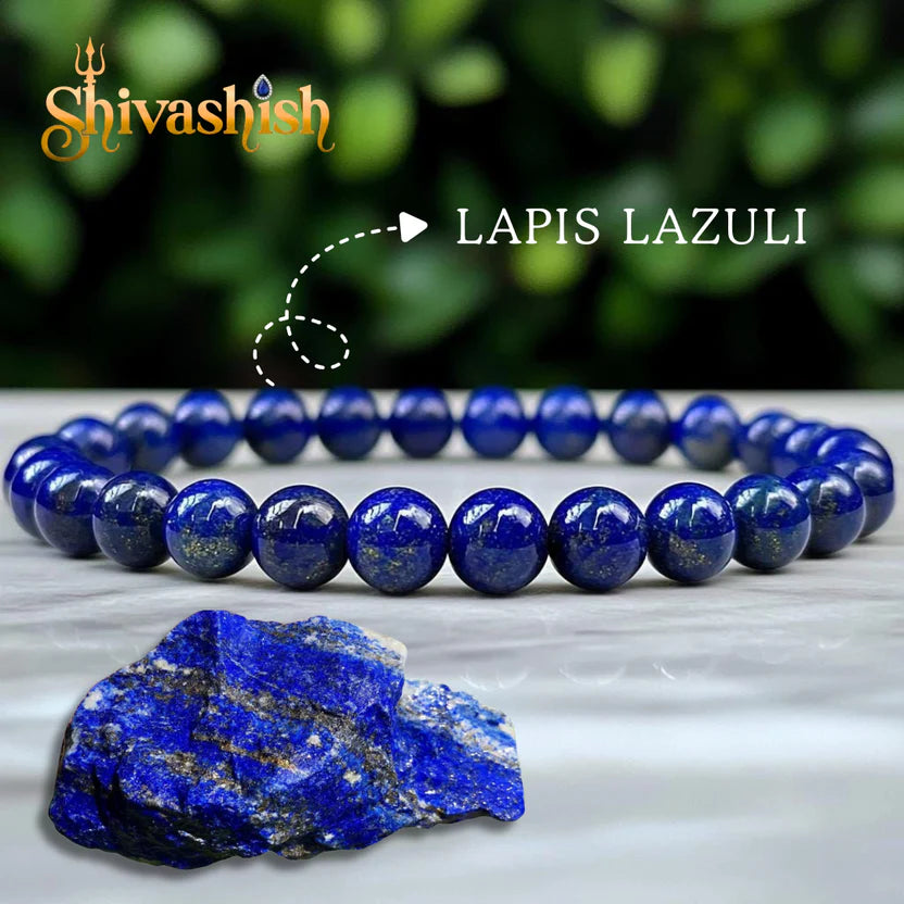 Lapis Lazuli Bracelet | Blue Crystal Stone 8 mm Beads Bracelet Round Shape for Reiki Healing and Crystal Healing Chakra Stone