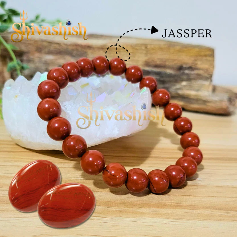 Natural Certified Red Jasper Bracelet | Crystal Stone 8 mm Round Bead Bracelet for Reiki Healing and Crystal Healing Stones (Color : Red), Crystal Stone, Jasper