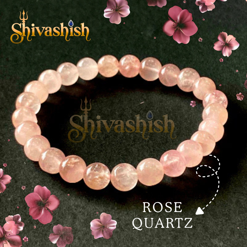 Natural Rose Quartz Bracelet | Round Beads 8mm Crystal Stone Bracelet for Men & Women