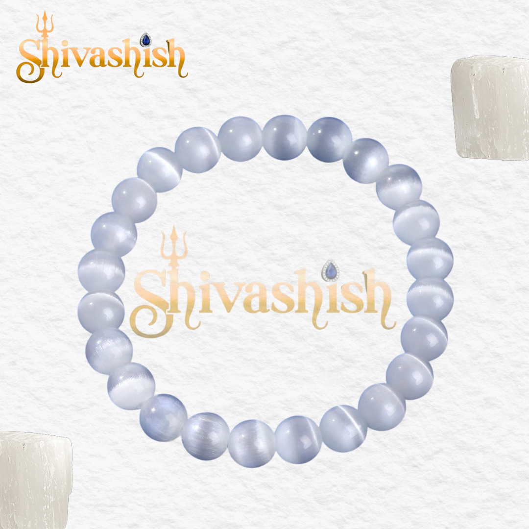 Natural Selenite Bracelet for Men & Women | 8 MM Original Certified Natural Healing White Crystal Gemstone Stone Bracelet