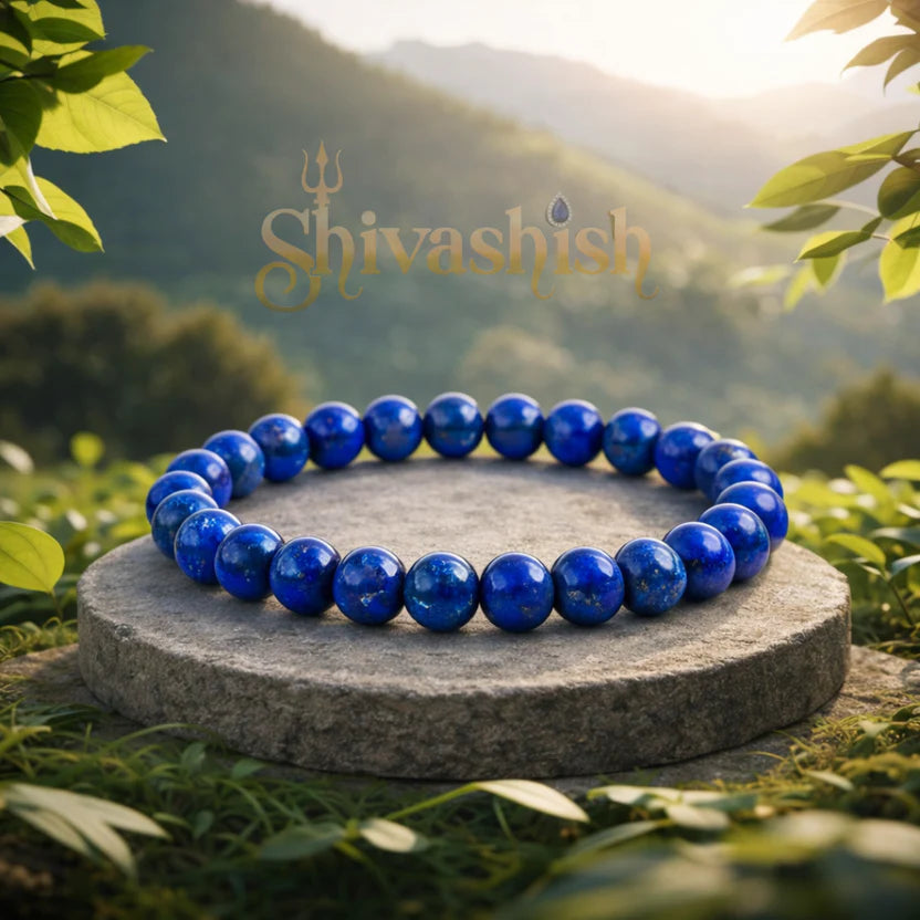 Lapis Lazuli Bracelet | Blue Crystal Stone 8 mm Beads Bracelet Round Shape for Reiki Healing and Crystal Healing Chakra Stone