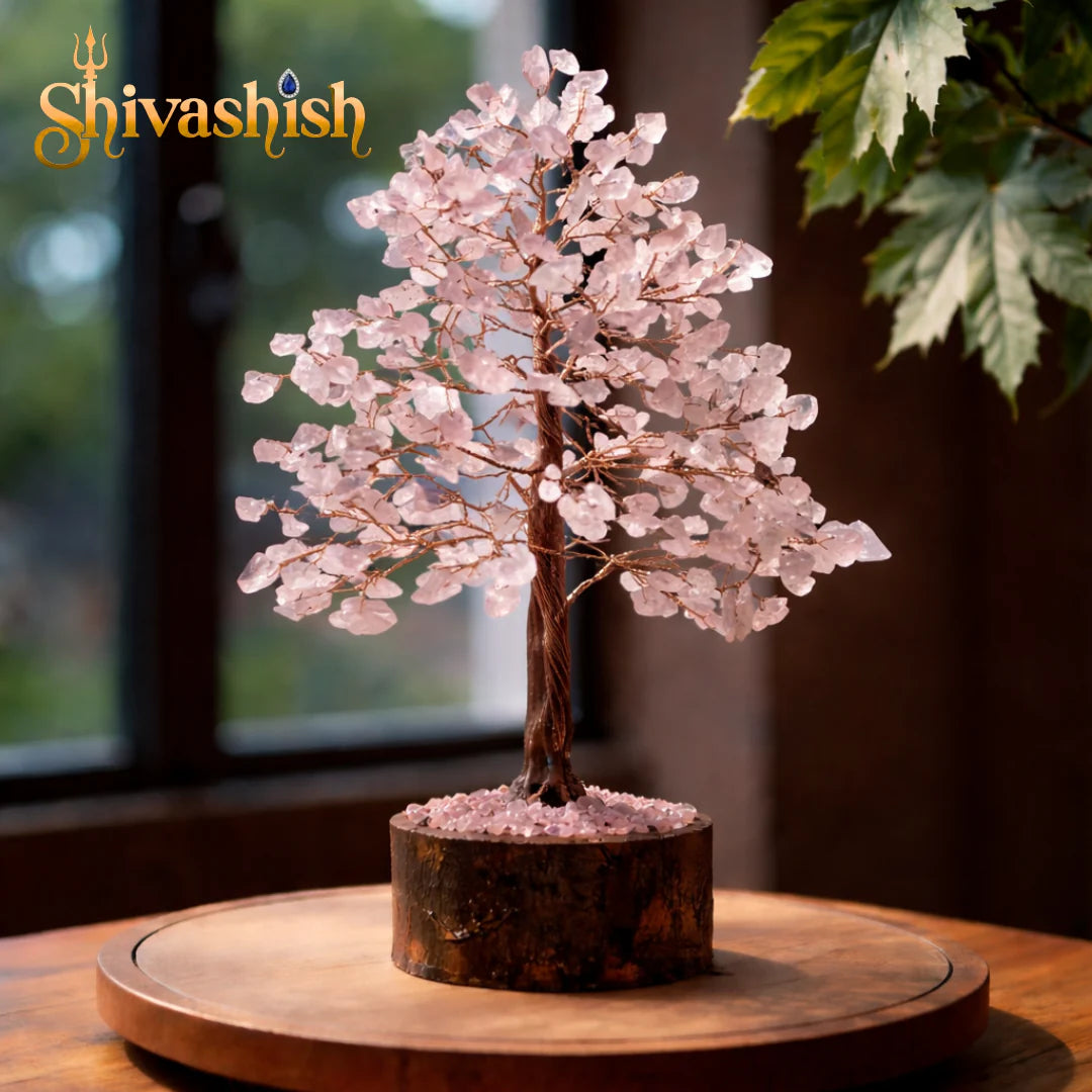 Rose Quartz Crystal Gemstone Tree – Natural Stone | Love, Harmony & Emotional Healing