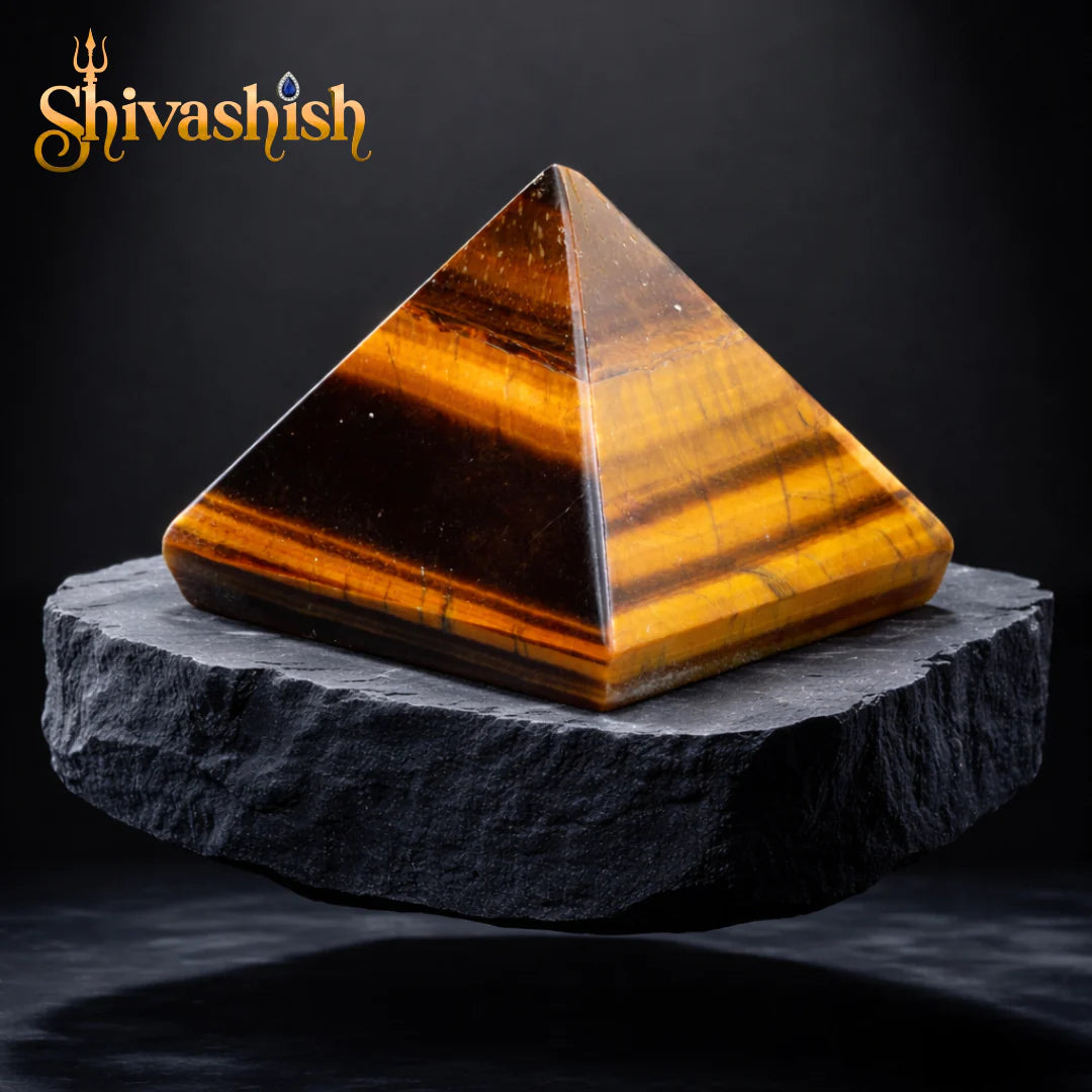 Tiger Eye Crystal Pyramid – Natural Stone | Protection, Confidence & Success Energy