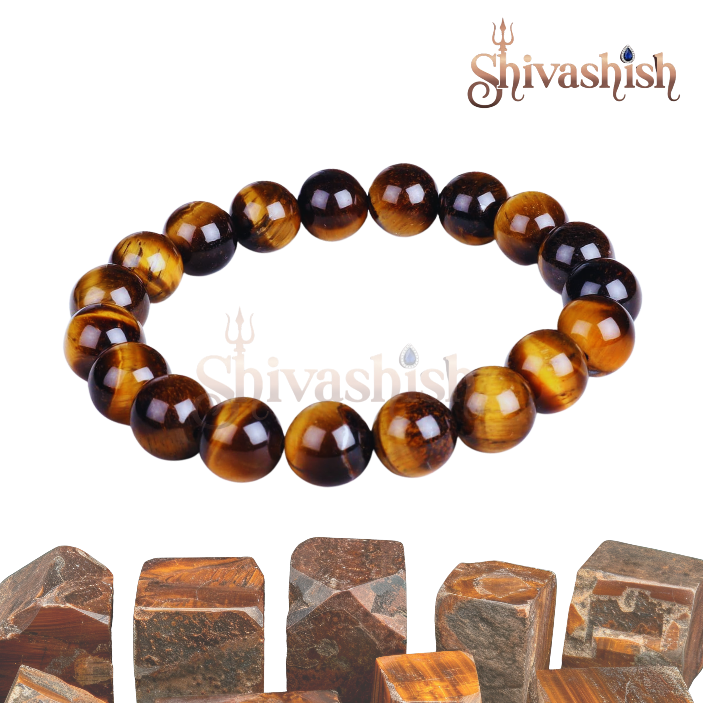 Natural Tiger Eye Bracelet | Round Beads 8 mm Crystal Stone Bracelet for Men and Women